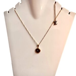 Golden Chain with Black Clover Leaf pendant