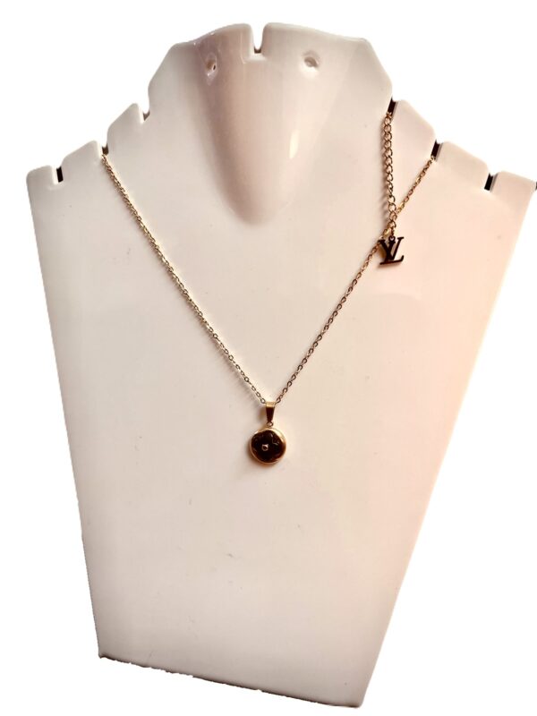 Golden Chain with Black Clover Leaf pendant