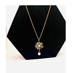 Snowflake Pendant with Golden Neck Chain
