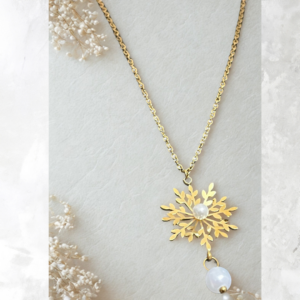 Snowflake Pendant with Golden Neck Chain