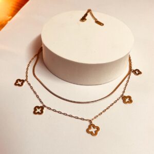 Double Layered Dangling Charms Necklace