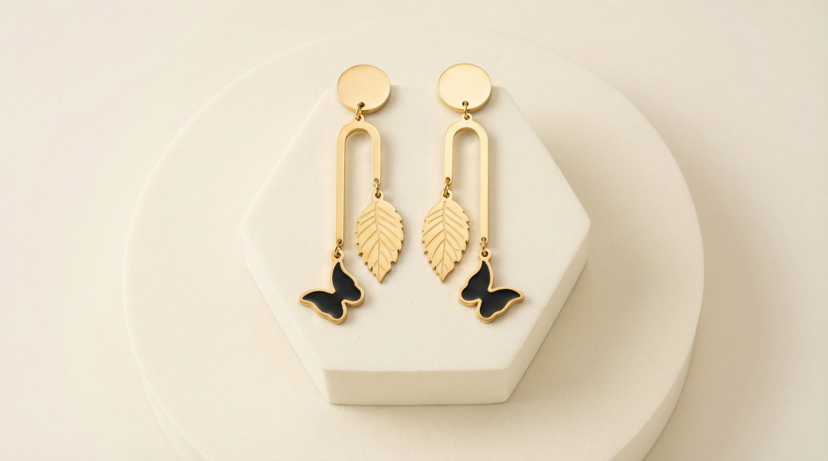 Golden Butterfly Danglers - Image 2