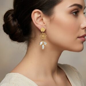 Golden Flower Danglers